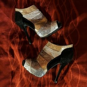 Charlotte Russe silver/gold sparkle booties